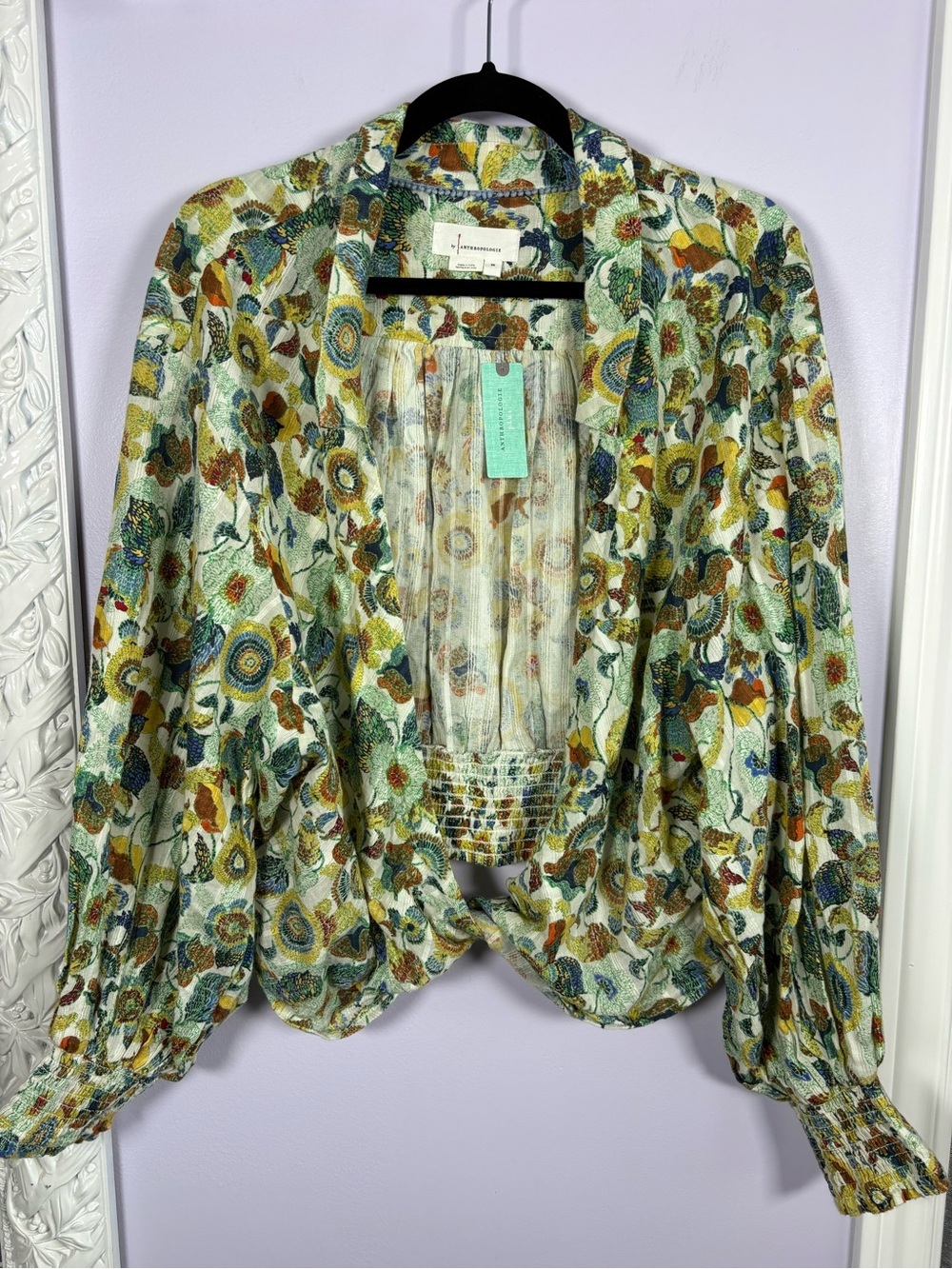 Anthropologie Multicolor Floral Wrap Blouse With Crop Bralette Top NWT 2X - Picture 13 of 16